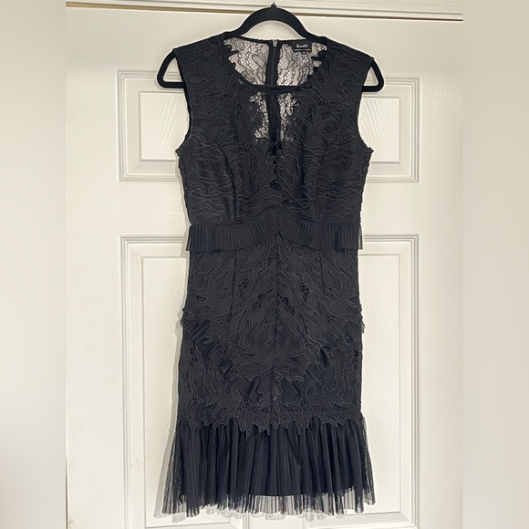 Bardot Ruffle Trim Black Lace Sheath Dress Size 6 - Picture 6 of 14